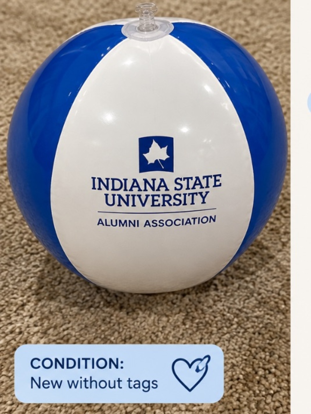 Indiana State University Alumni Association Blue White Beach Ball New